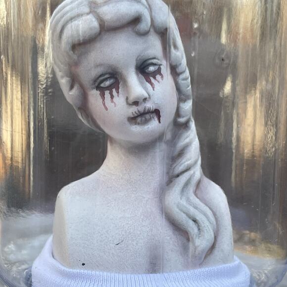 OOAK Creepy Odd Haunted Ghost Doll Head Gothic Christmas Decor Tree Ornament - Picture 7 of 7